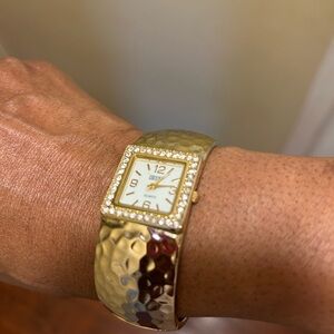 GRUEN Gold Played Hammered bracelet watch. Vintage.